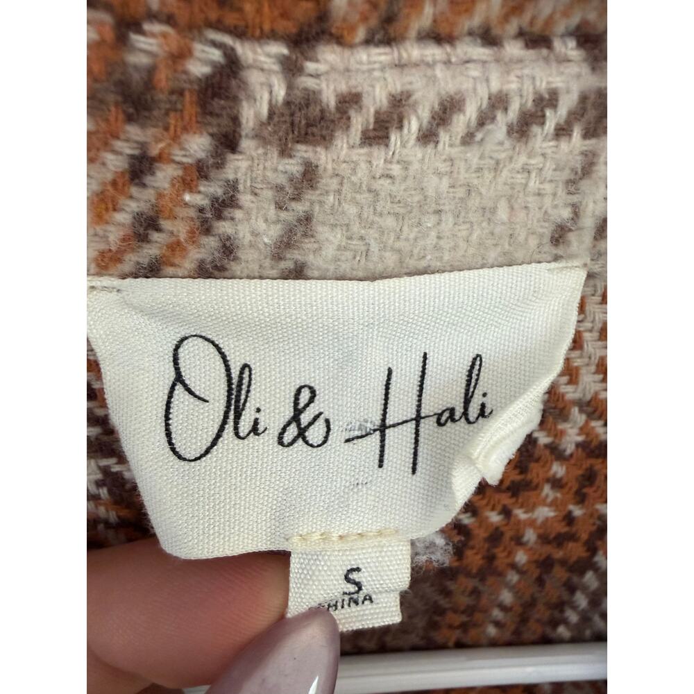 Oli & Hali Plaid Shacket Fringe Raw Hem Oversized Jacket Size Small - Picture 6 of 8